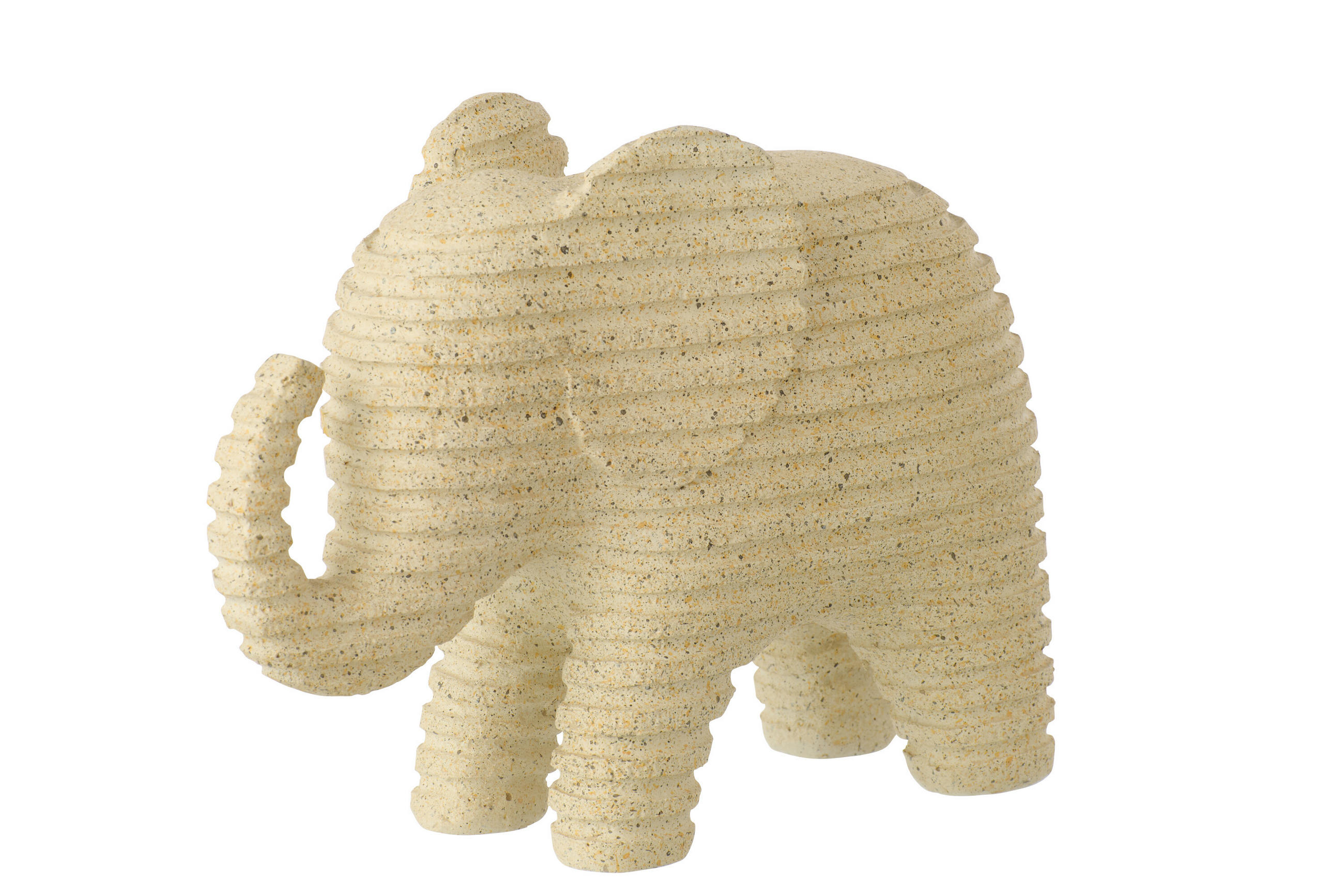 DEKOOBJEKT ELEFANT GESTREIFT Beige - Beige, Glas/Naturmaterialien (9/16.7/22.2cm) - J-Line