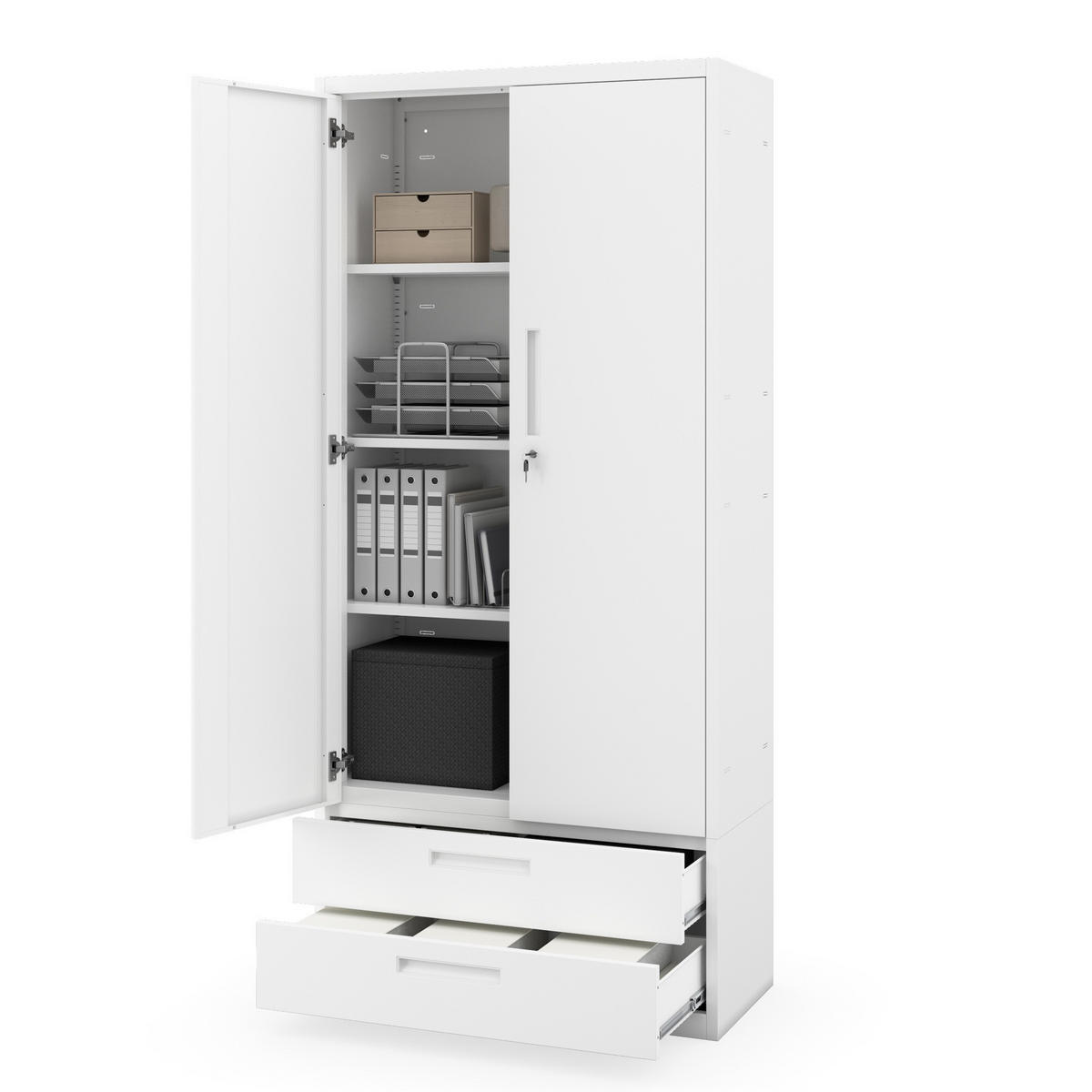 METALLSCHRANK Megan - Weiß, Metall (90/195/40cm)