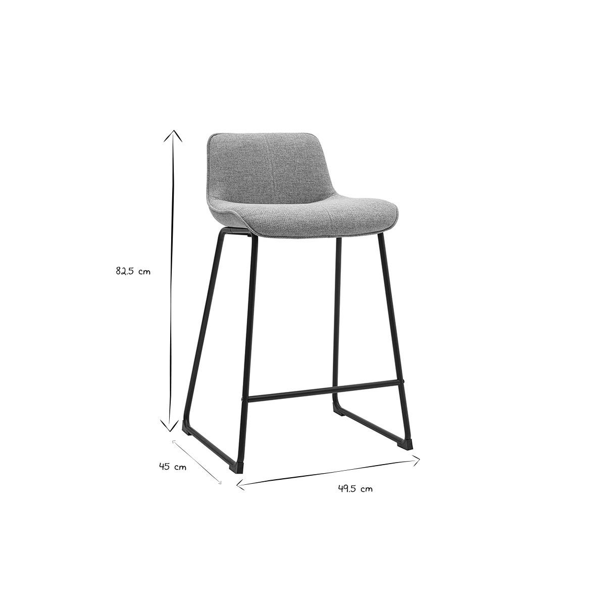BARHOCKER aus taupefarbenem Stoff und schwarzem Metall H65 cm (2er Set) BOOST - Taupe, Textil (45/82.5/49.5cm) - Miliboo