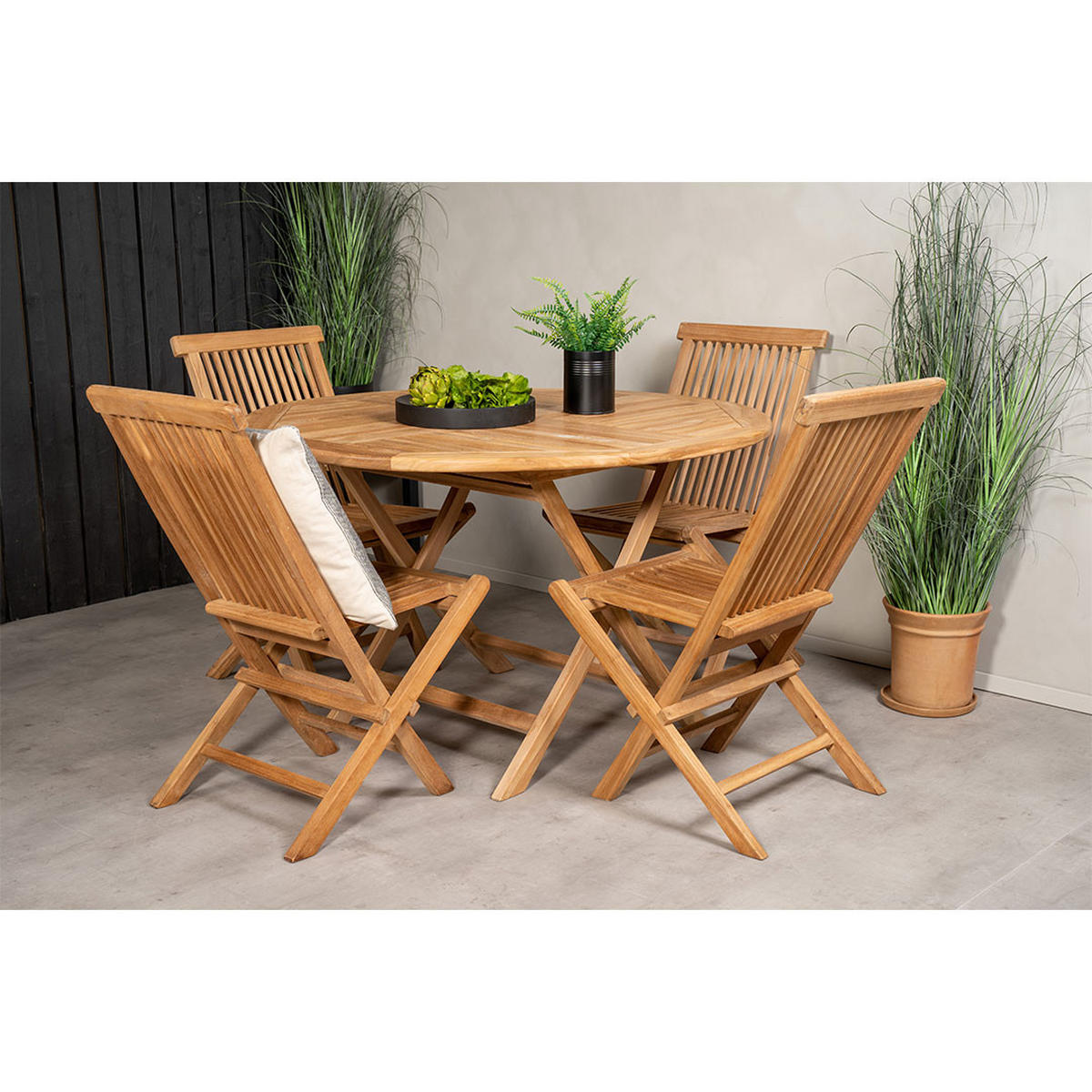 GARTENSET, Kenya, Tisch Natur, Teak., 120 x 120 x 75 cm, 5-teilig - Naturfarben, Holz - ebuy24