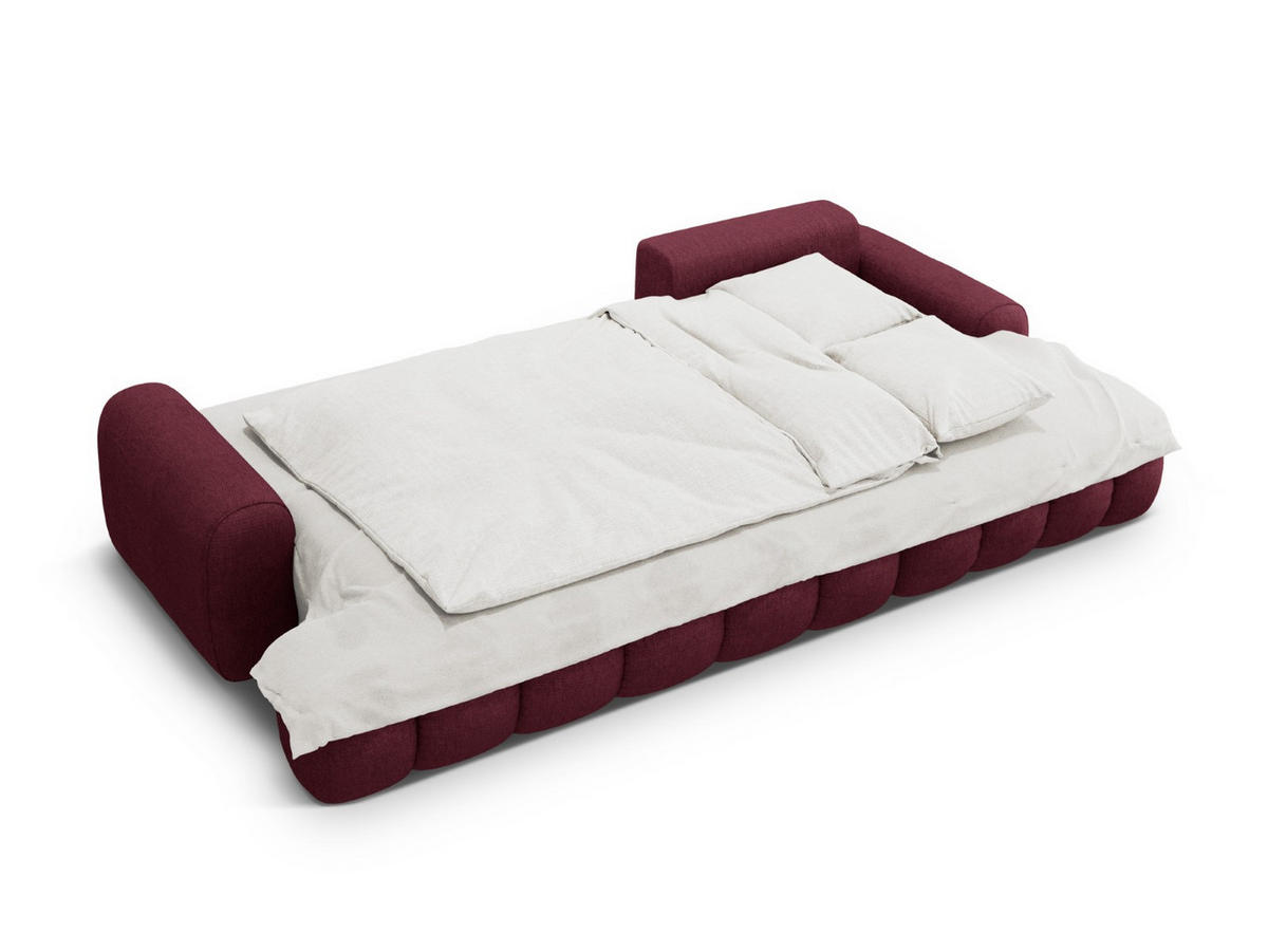 AUSKLAPPBARES-ECKSOFA rechts mit Container Linz aus strukturiertem Stoff burgundfarben 3 Sitzplätze - Bordeaux, Textil (142/275cm) - Cosmopolitan Design