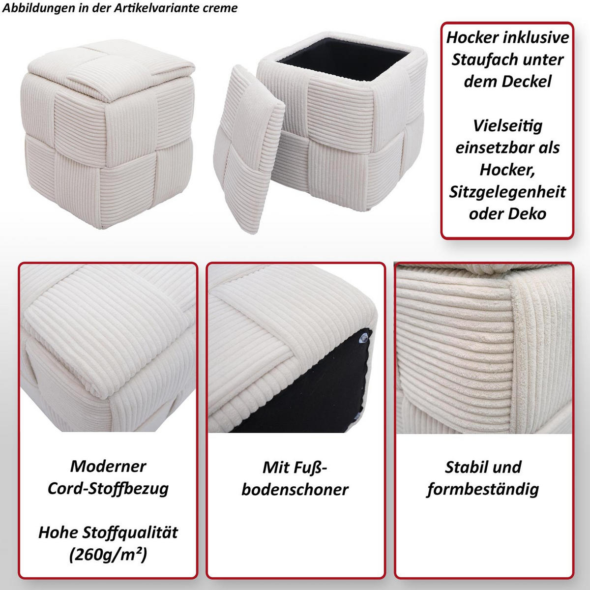 HOCKER Grün - Grün, Textil (40/43/40cm) - MCW