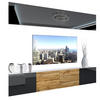 WOHNZIMMERWAND Schrankwand mit LED Schwarz / Eiche Wotan seiten Schwarz - Eiche Wotan/Schwarz, Holz (200/180/36cm) - B BELINI GROUP