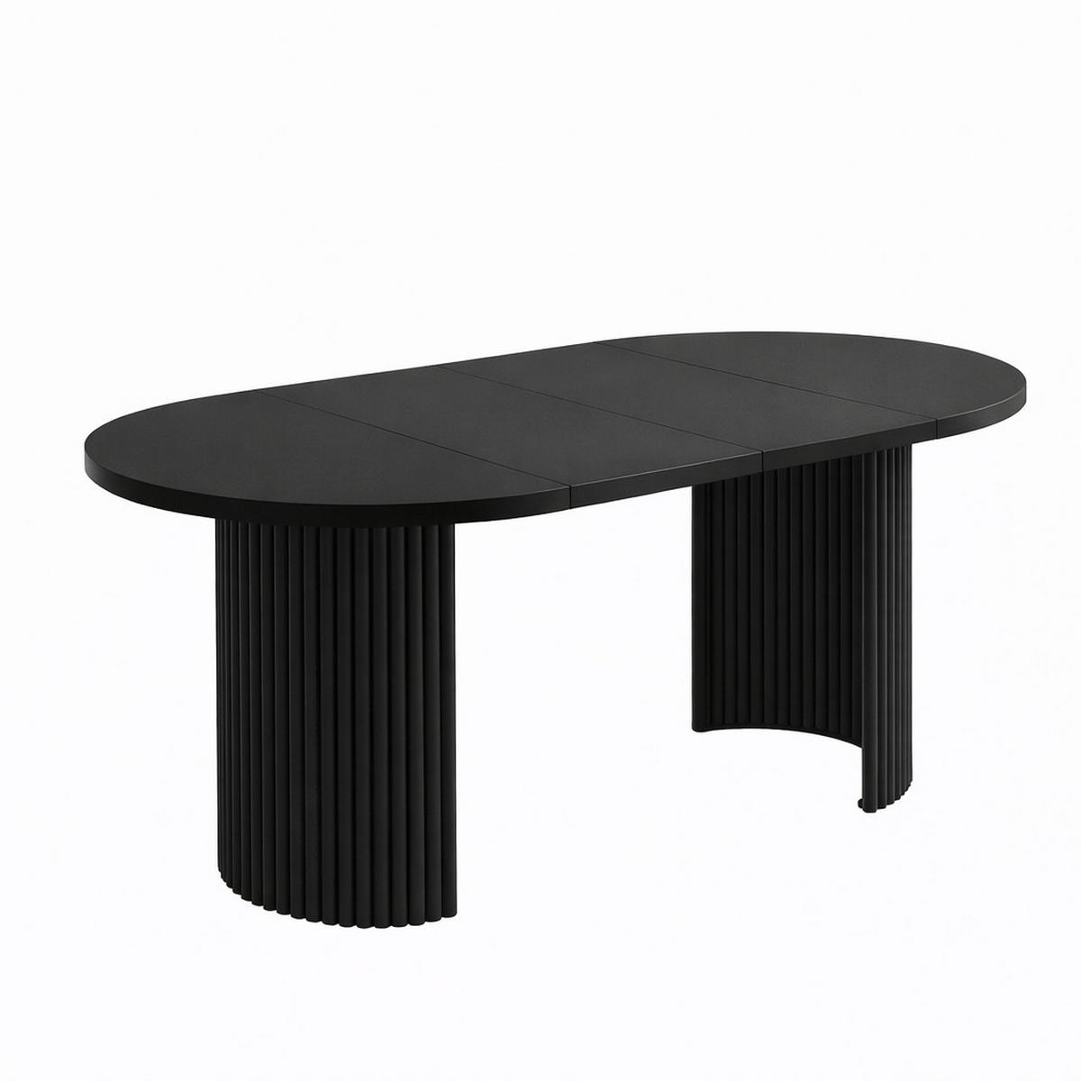 ESSTISCH Kira 180 x 100 x 76,8 cm Ovaler mit Ausziehfunktion, schwarz - Schwarz, Metall (100/180/75cm) - Margaret Hadas24