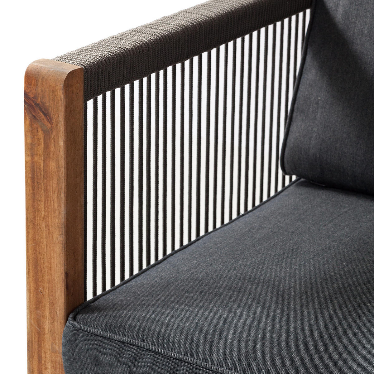 MASSIVE GARTENBANK - Akazie massiv / Polyester - Braun / Grau - - Braun/Grau, Holz/Textil (132/86/66cm) - home24