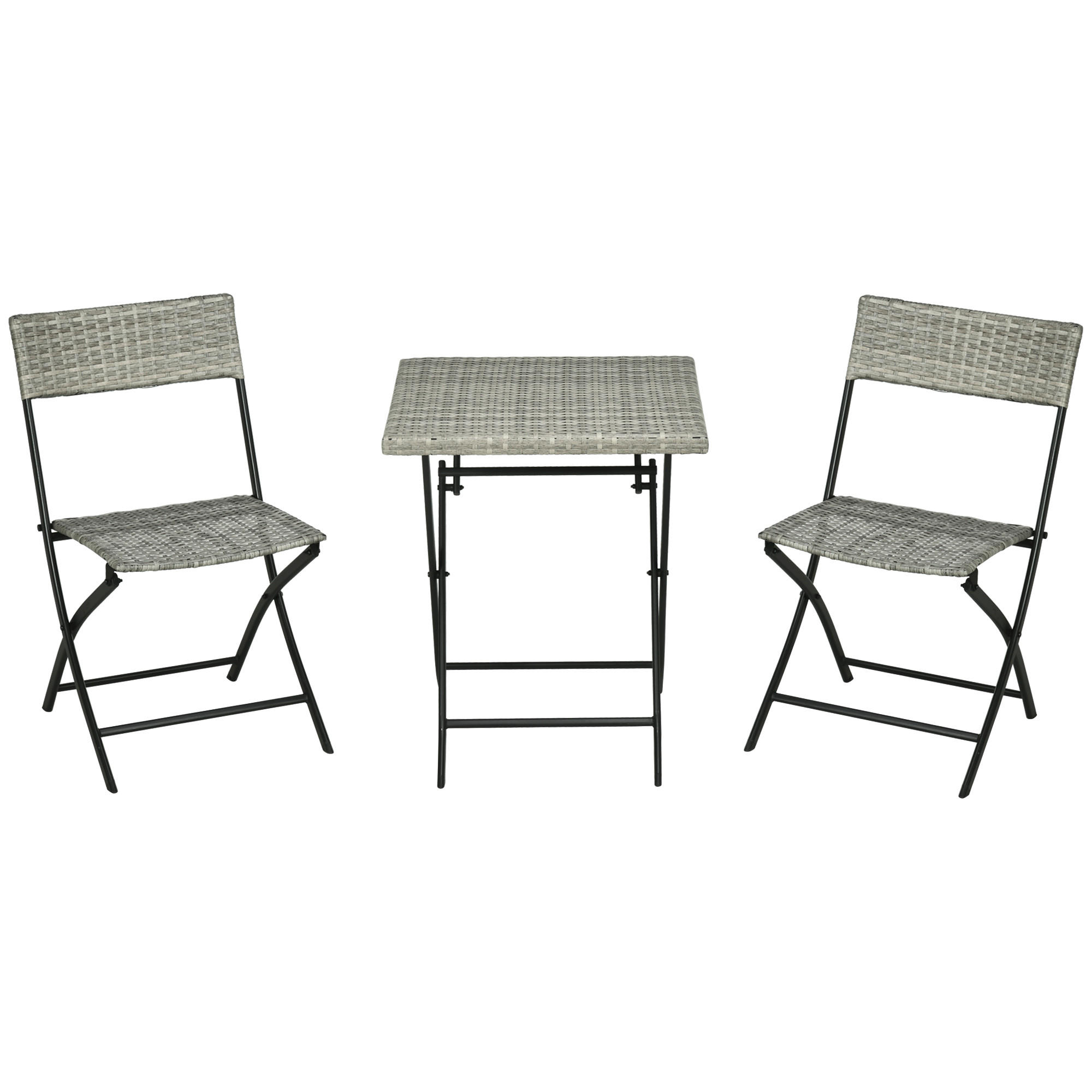 GARTENMÖBEL Set, Metall, PE, Hellgrau - Hellgrau, Metall - Outsunny