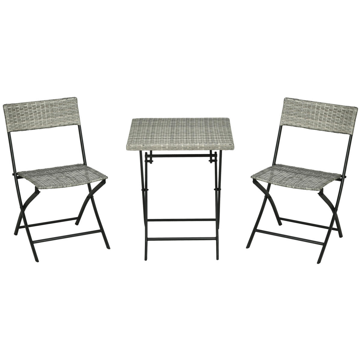GARTENMÖBEL Set, Metall, PE, Hellgrau - Hellgrau, Metall - Outsunny