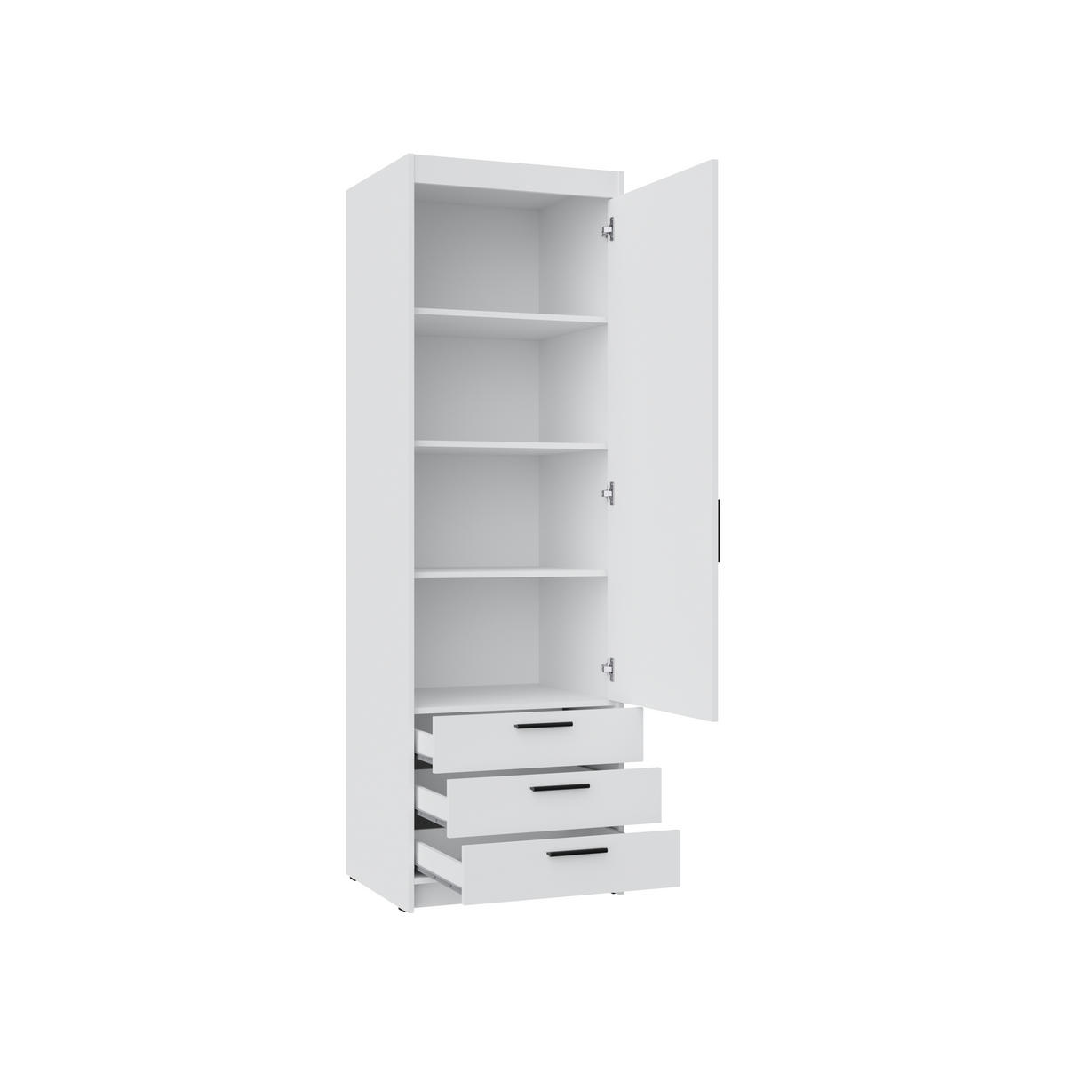 KLEIDERSCHRANK Storicos Eiche Lefkas 59,9/190,5/53 cm - 1T3S Modern mit Schubladen - Braun, Holzwerkstoff/Kunststoff (59.9/190.5/53cm) - AX Living
