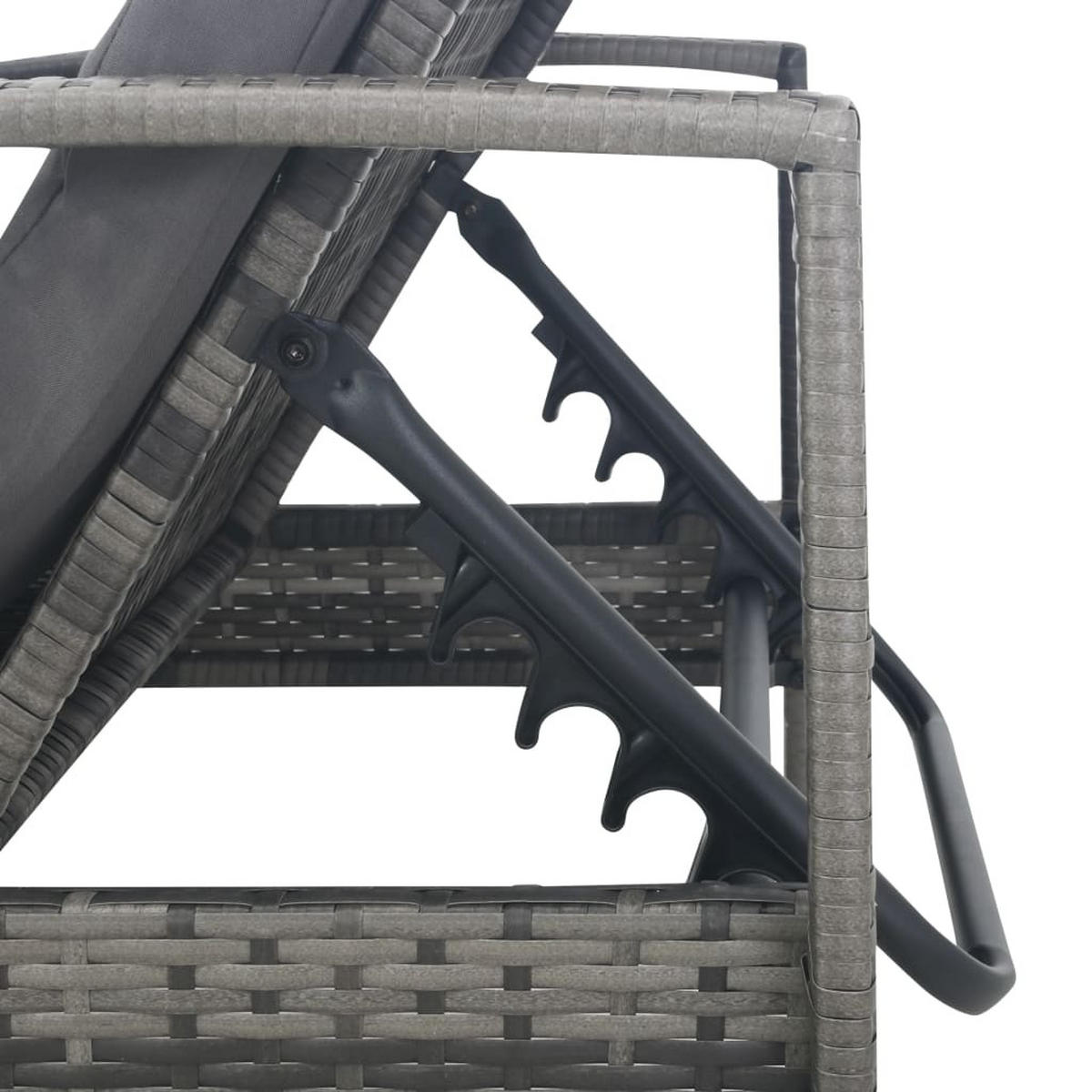 SONNENLIEGE Mit Armlehnen Poly Rattan Grau - Grau, Kunststoff/Textil (195/95/68cm) - vidaXL