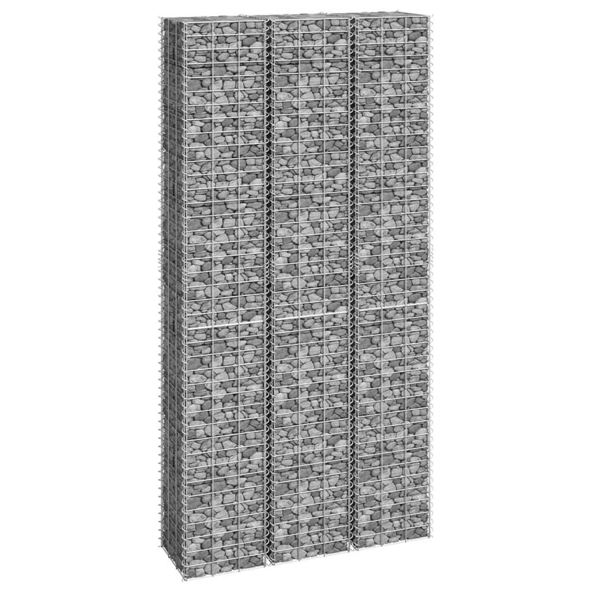 GABIONEN-HOCHBEETE 3 Stk. 30x30x200 cm Eisen - Silberfarben, Metall (200/200/30cm) - furnicato