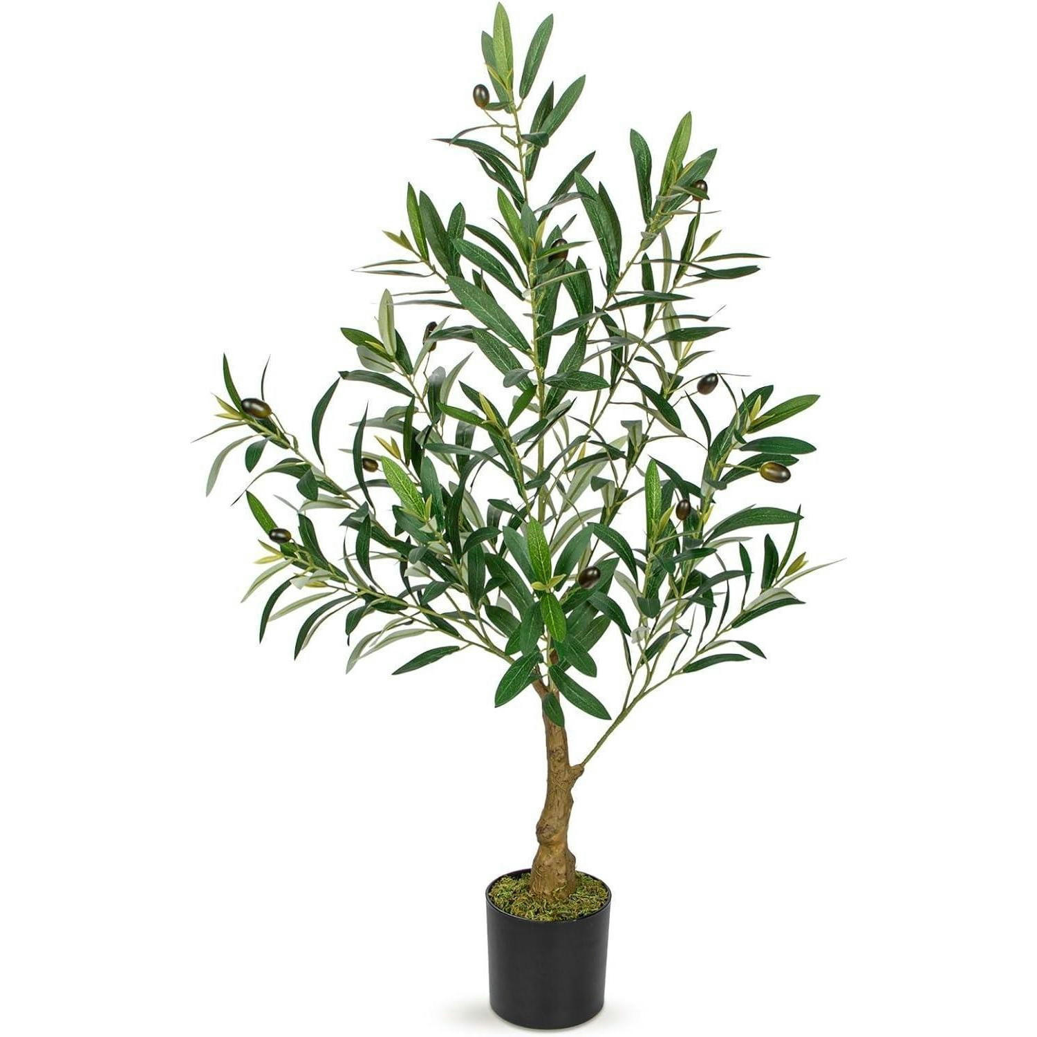 KUNSTBAUM Olivenbaum 100 cm - Olivgrün, Kunststoff (16cm)