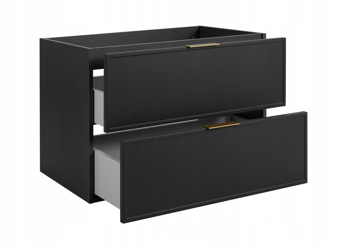 WASCHBECKUNTERSCHRANK SLIM 100cm mit Arbeitsplatte Eik Craft Schwarz - Eichefarben/Schwarz, Holzwerkstoff (100/57/46cm) - Rodan