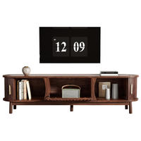 TV komoda, 165/39,5/46 cm, MDF hnedá, s posuvnými a výklopnými dvierkami - hnedá, kompozitné drevo (165/46/39.5cm) - BEAOK