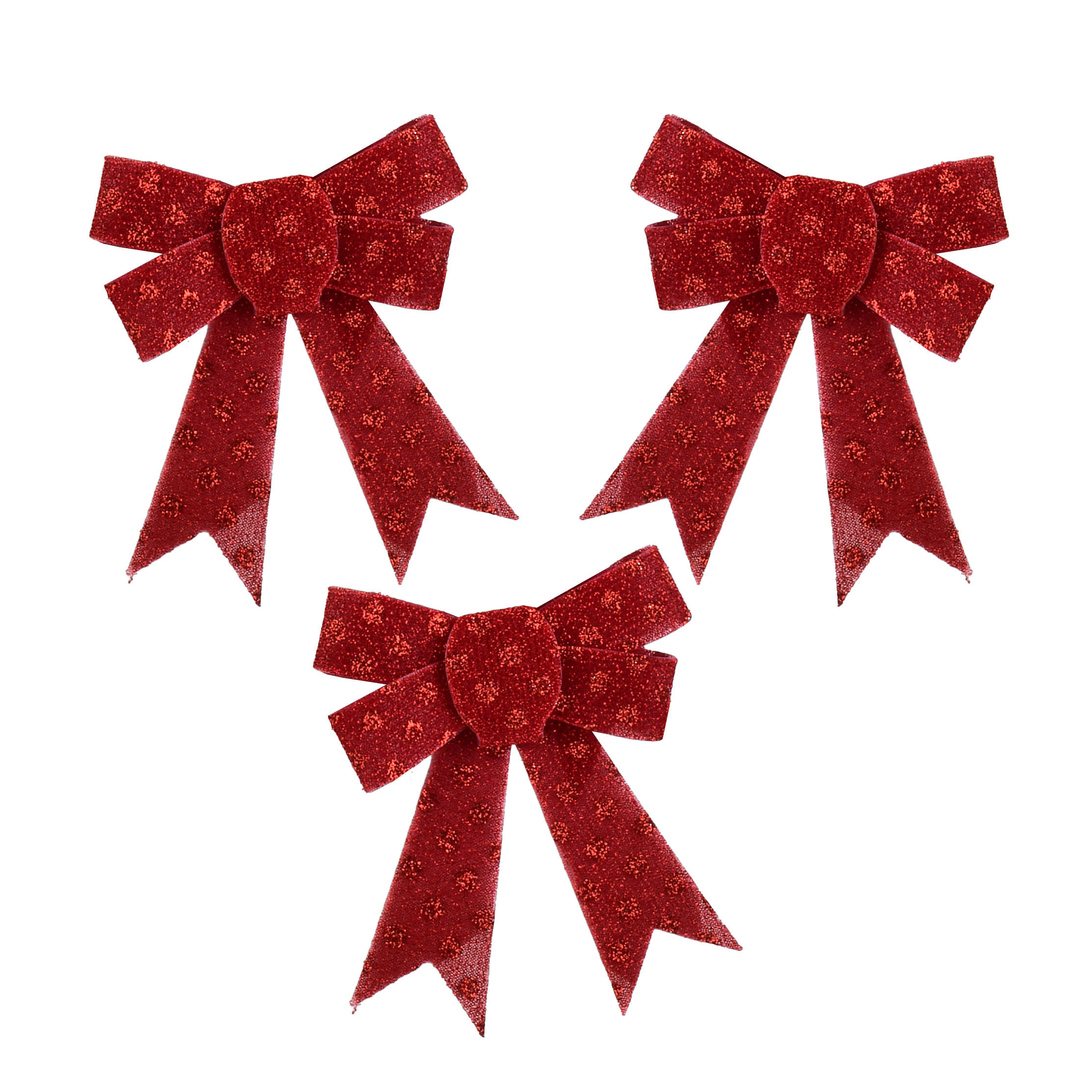 SCHLEIFE Santa Lila 3er Set Rot 9,5x9,5x12 cm Kunststoff - Rot, Kunststoff (9.5/12/9.5cm) - Mondex