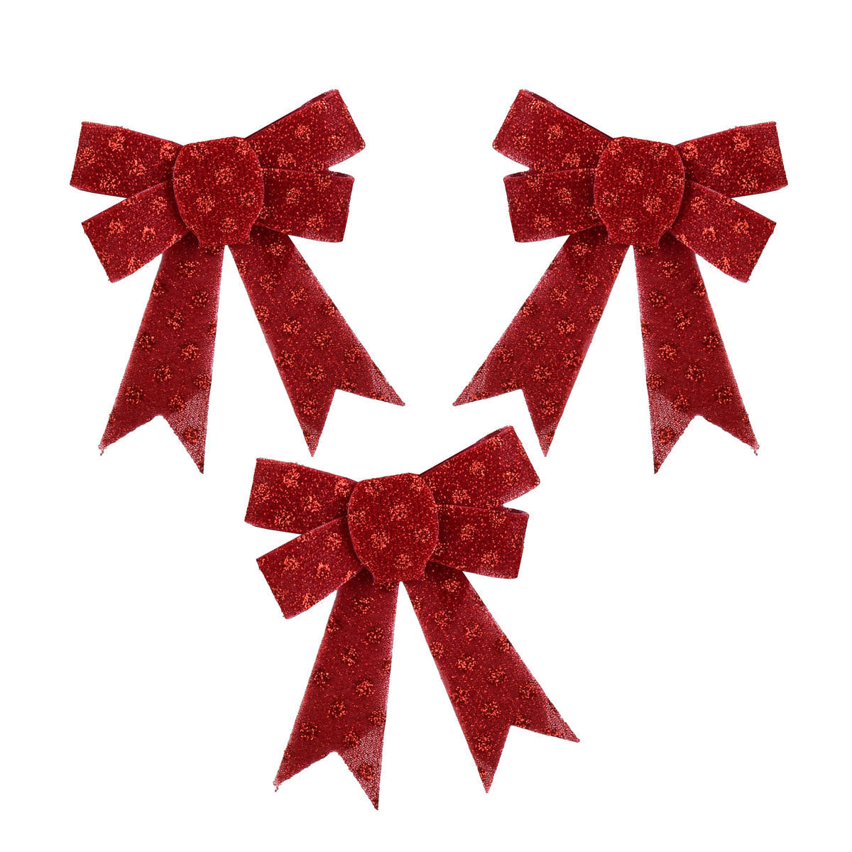 SCHLEIFE Santa Lila 3er Set Rot 9,5x9,5x12 cm Kunststoff - Rot, Kunststoff (9.5/12/9.5cm) - Mondex