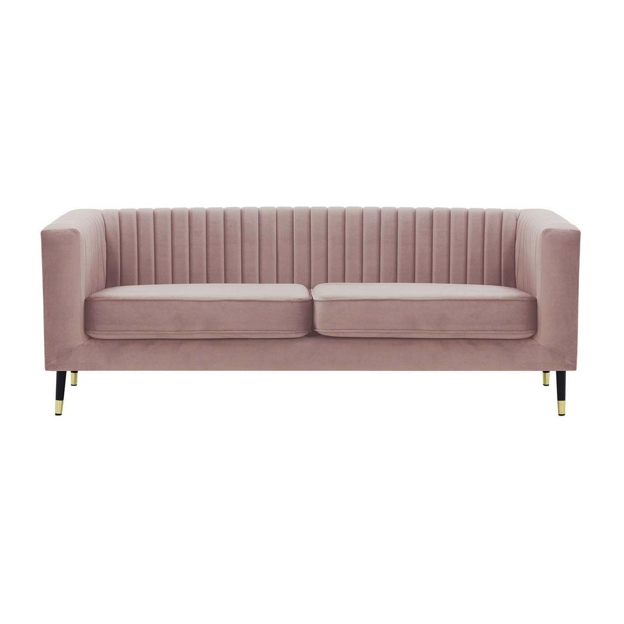DREISITZER SOFA Slender-Velluto 14 - Flieder, Holz/Textil (201/71/83cm) - SLF24