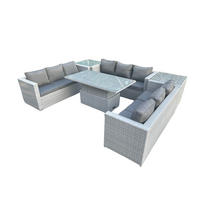 GARTENMÖBEL SET Polyrattan Helles Grau 6-teilige - Hellgrau, Metall - Fimous