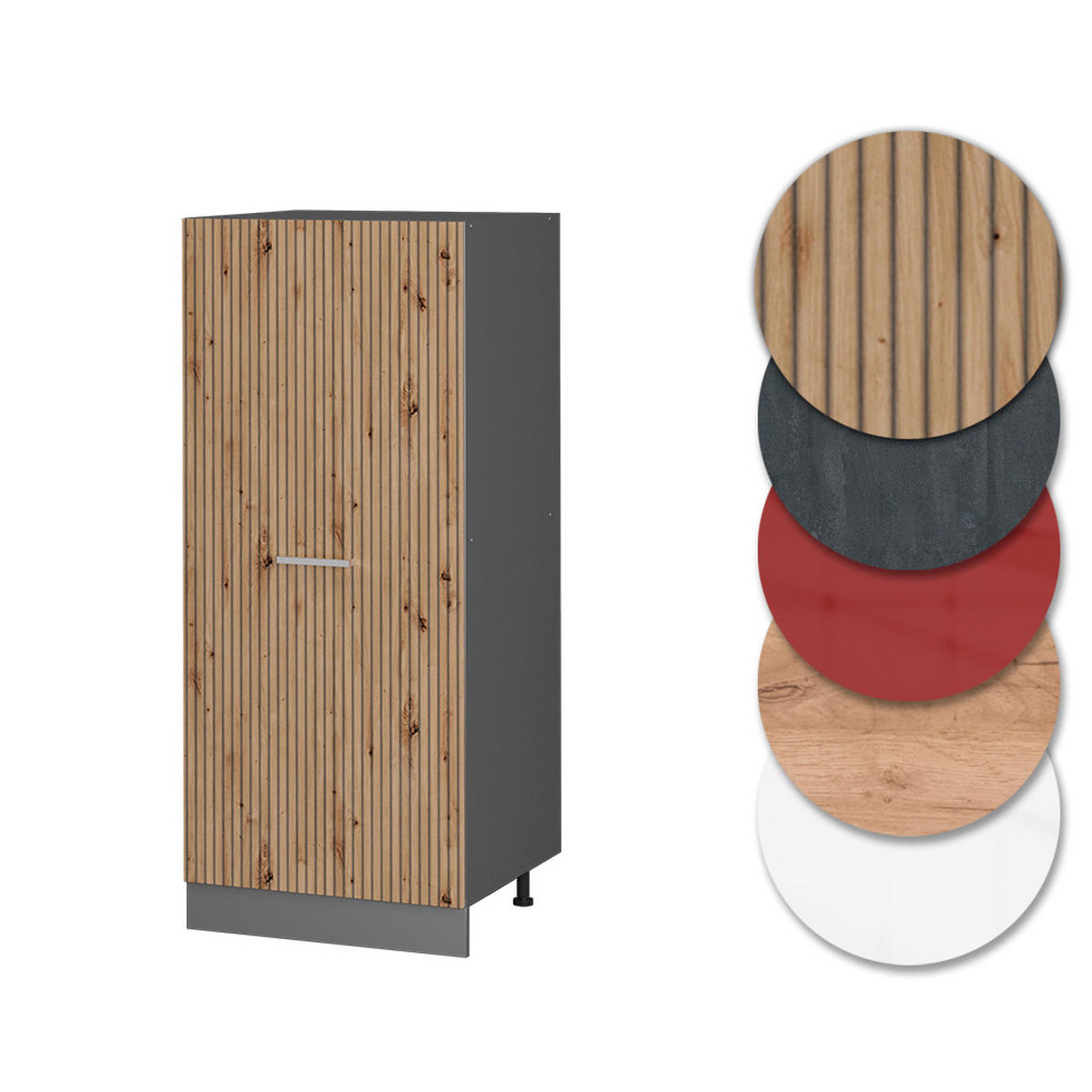 VORRATSSCHRANK R-Line Artisan-Eiche 60 cm - Anthrazit/Eiche Artisan, Holzwerkstoff (60/143/57cm) - Vicco