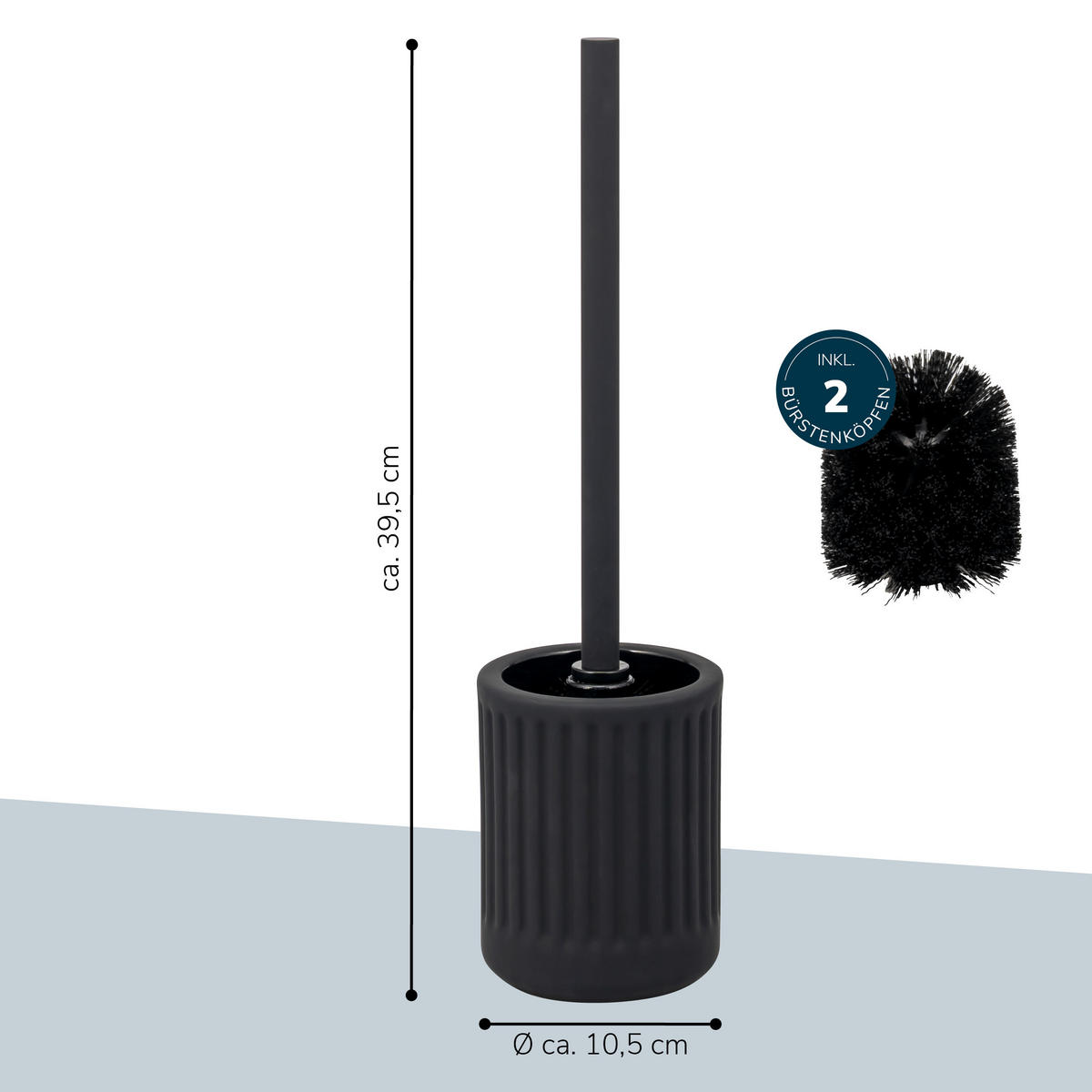 WC-GARNITUR CASCINA, Keramik, schwarz - Schwarz, Keramik (10.5/39.5/10.5cm) - eluno