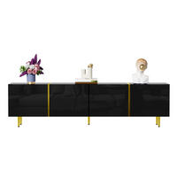 TV-ELEMENT mit 4 Türen 170 x 35 x 46 cm MDF Schwarz Hochglanz - Schwarz, Holzwerkstoff (35/46/170cm) - Beauniv