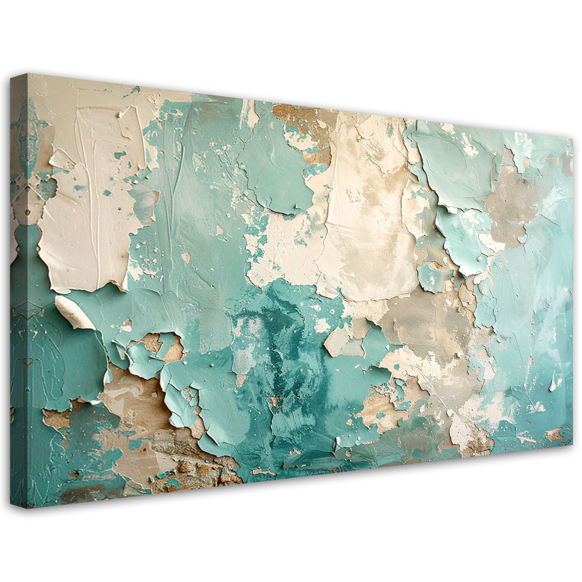 LEINWANDBILD Hintergründe und Texturen 100x50cm - Türkis, Textil (100/50cm) - Feeby