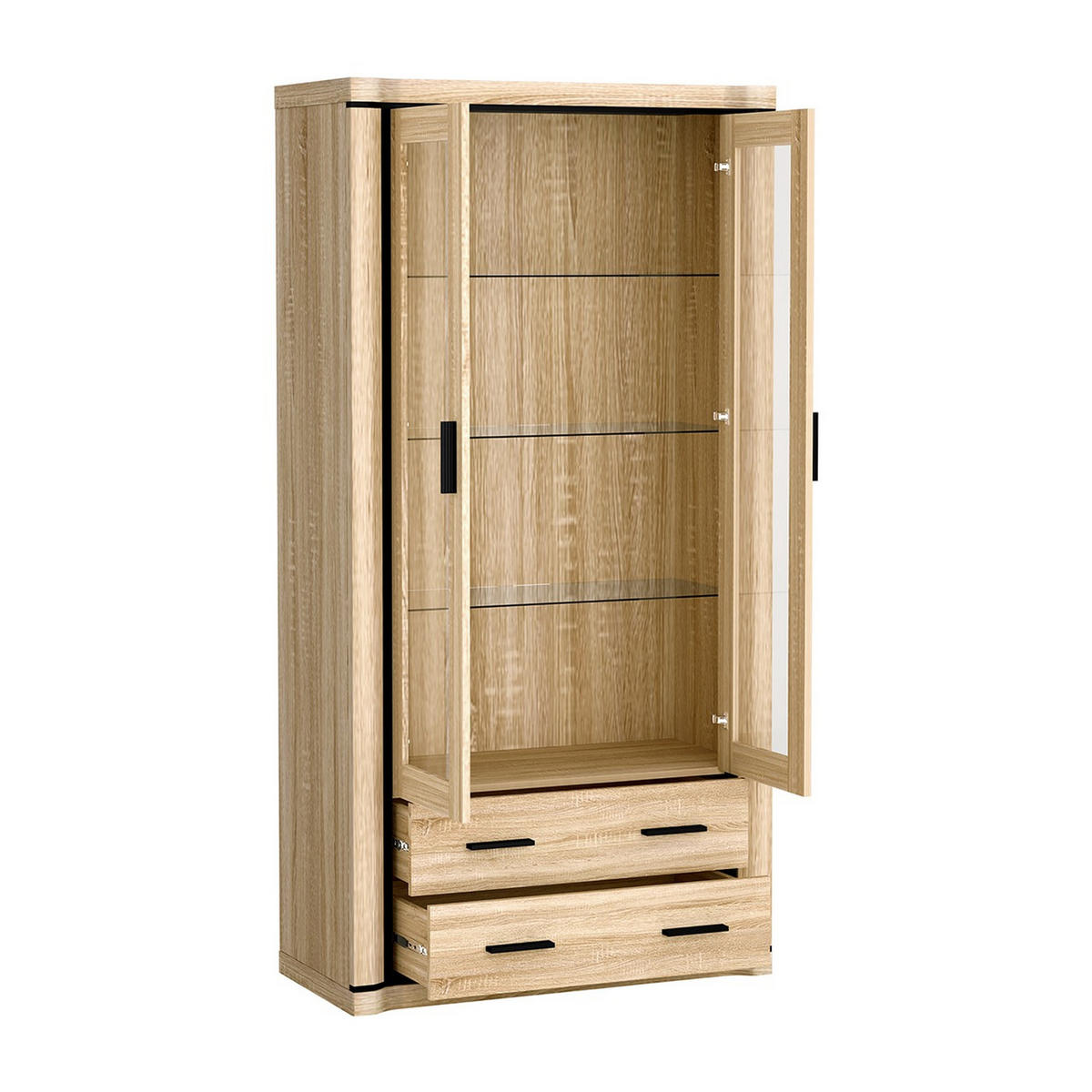 VITRINE Dallas D-17 97 x 192 x 45 cm Eiche Sonoma - Sonoma Eiche, Glas/Holzwerkstoff (97/192/45cm) - Koseto
