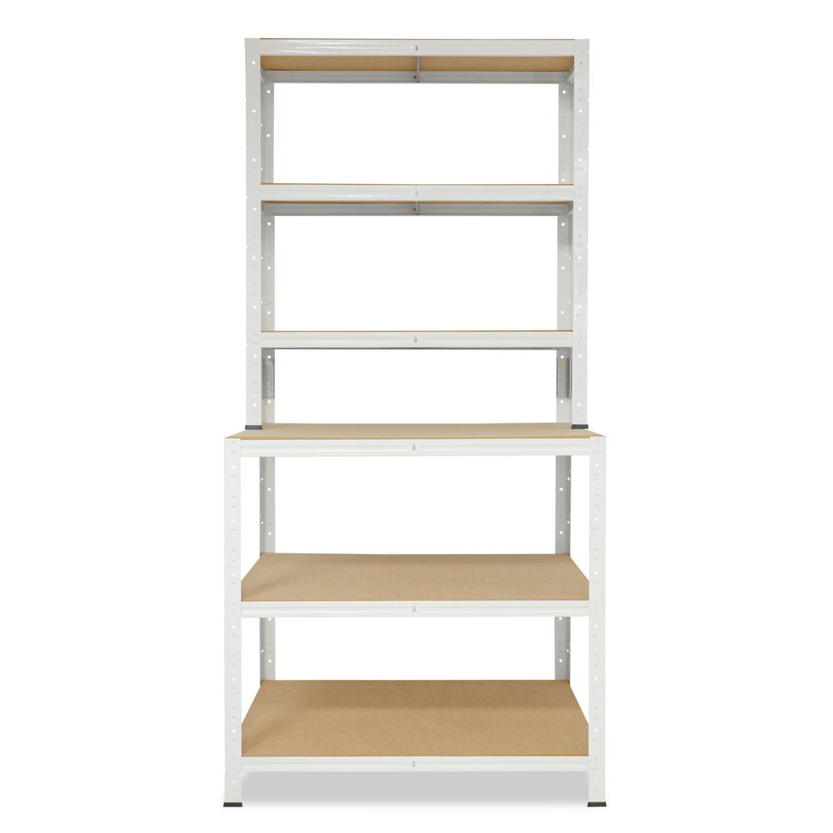 WERKBANK Regal HOME 190x100x60 cm in weiß mit 6 Böden und 145 kg Traglast pro Boden - Creme, Metall (100/190/60cm) - shelfplaza