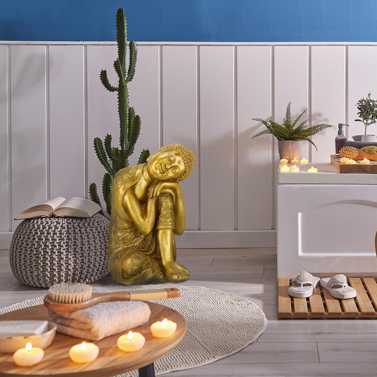 BUDDHA-FIGUR - Goldfarben, Kunststoff (40/61/37cm) - Relaxdays