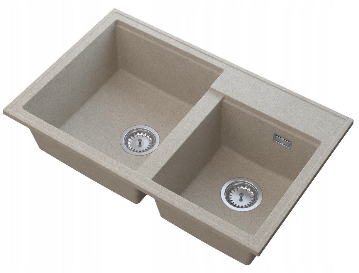 GRANITSPÜLE Hektor mit Küchenarmatur - Beige, Kunststoff/Stein (80/50/20cm) - Granitan