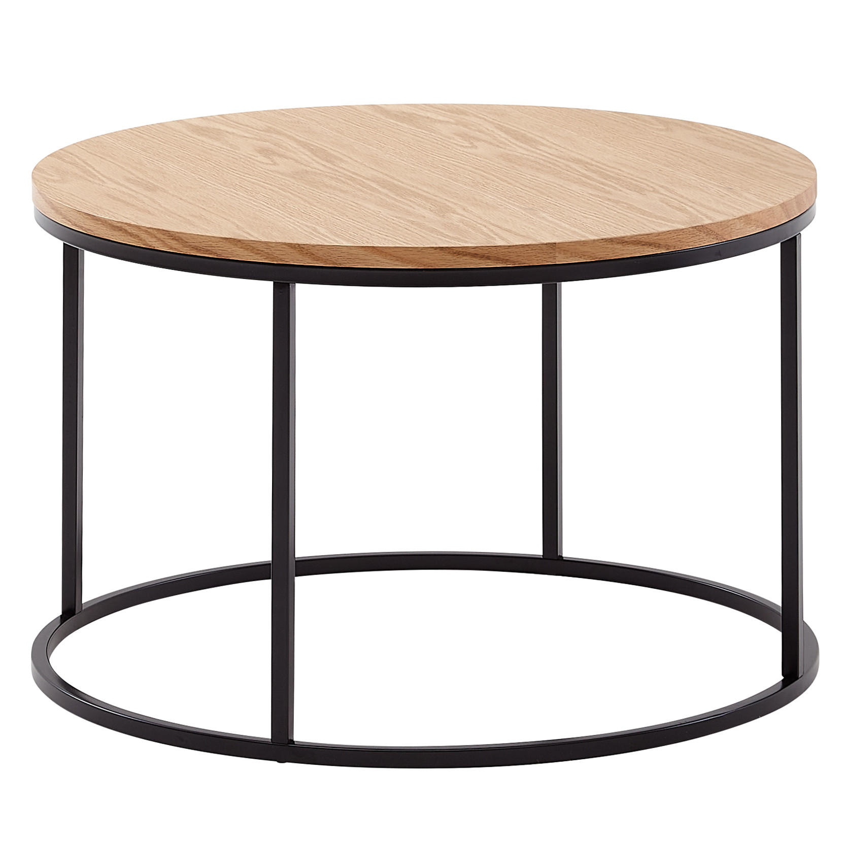 COUCHTISCH in Eichenholz-Optik mit Metallgestell und pflegeleichter Oberfläche - Schwarz/Braun, Holz/Metall (70/70/45cm) - KADIMA DESIGN