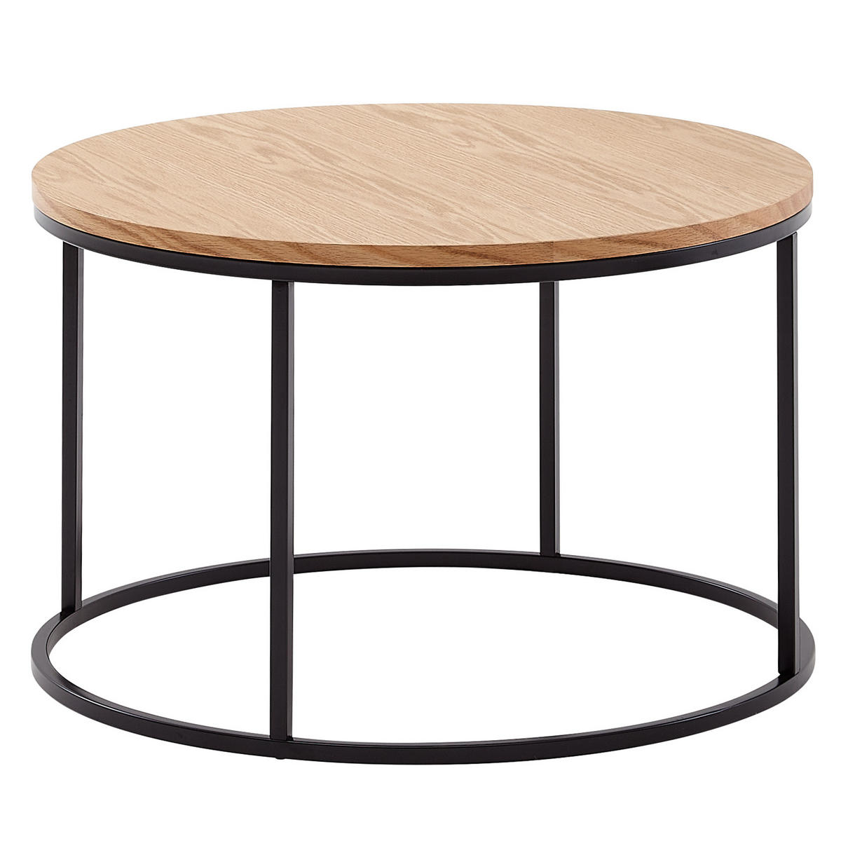 COUCHTISCH in Eichenholz-Optik mit Metallgestell und pflegeleichter Oberfläche - Schwarz/Braun, Holz/Metall (70/70/45cm) - KADIMA DESIGN