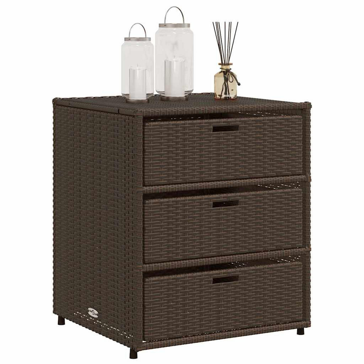 GARTENSCHRANK Braun 55x59x69 cm Poly Rattan - Braun, Kunststoff (55/69/59cm) - furnicato