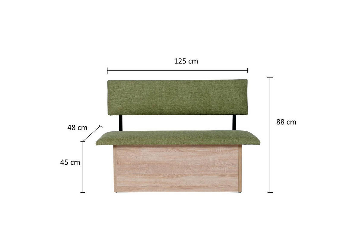 SITZBANK Das Raumwunder - Eichefarben/Grün, Holzwerkstoff/Textil (48/88/125cm) - Kundler Home