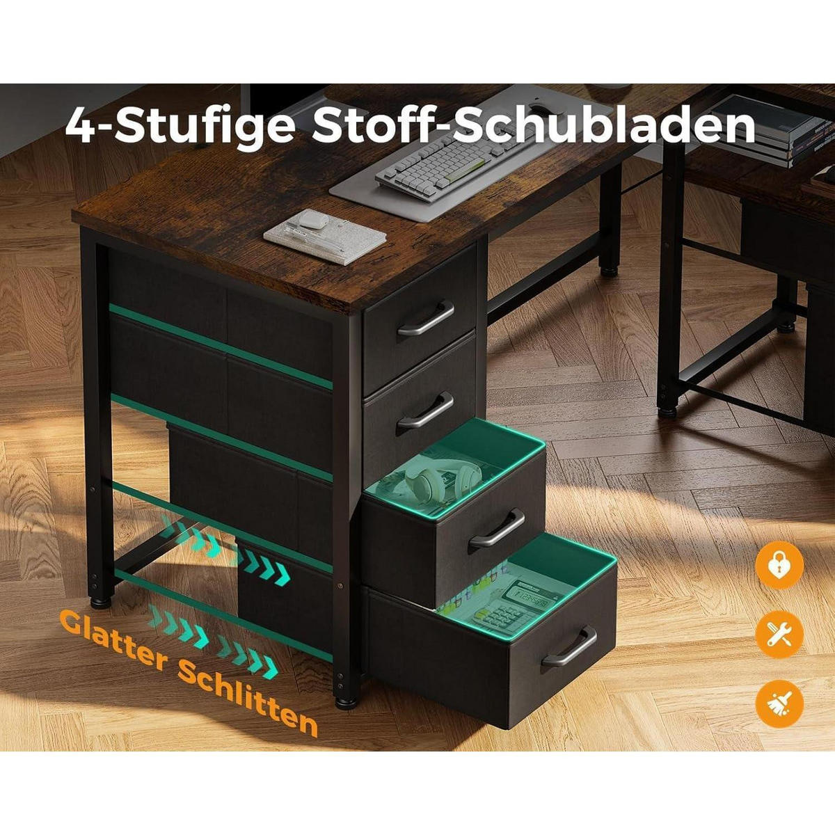 ECKSCHREIBTISCH L-Form Braun 140x70cm - Braun, Holzwerkstoff (140/70/75.2cm)