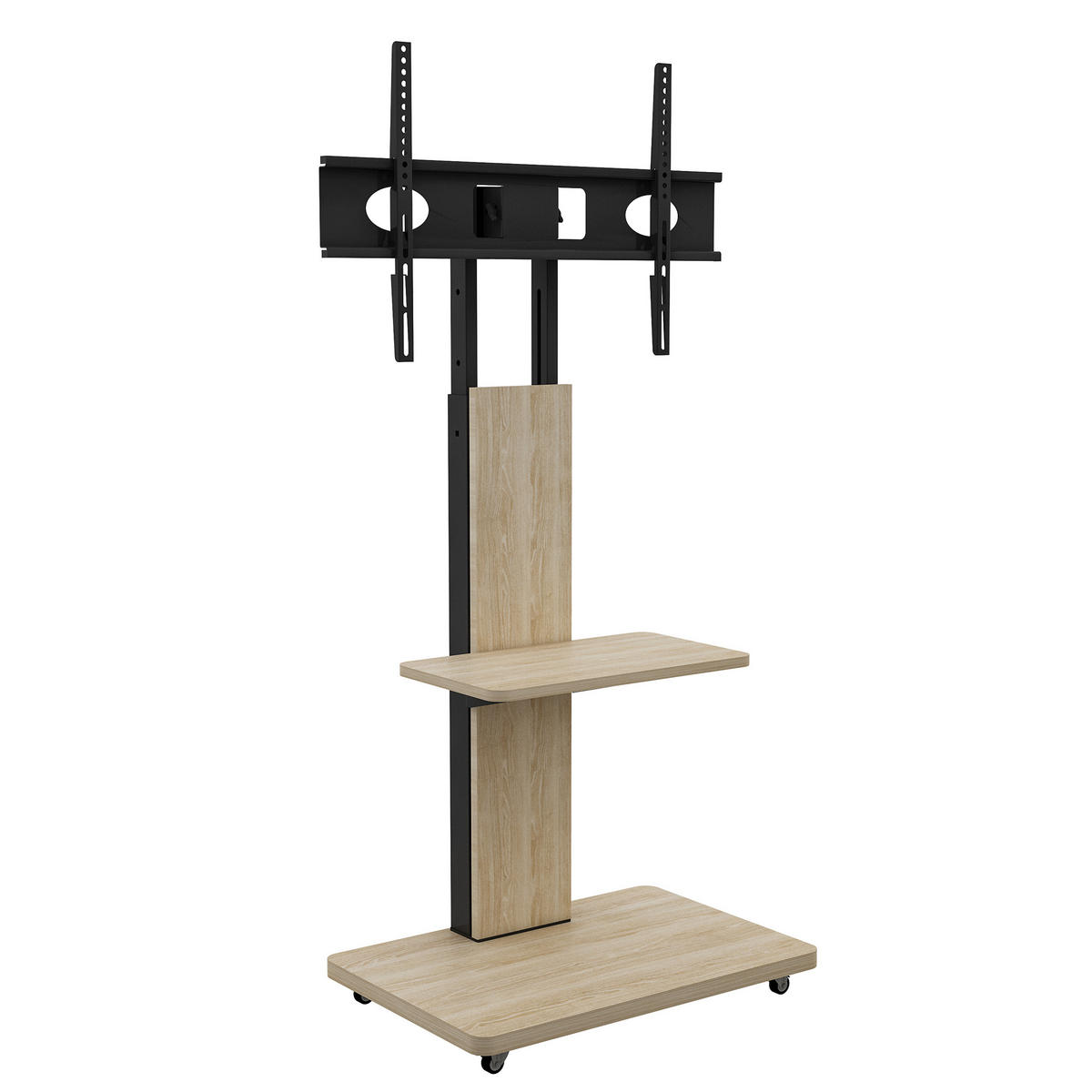 TV-ELEMENT 60/40/114-174 cm Naturholz mit Ablagefach und feststellbaren Rollen - Naturfarben, Holz (60/174/40cm) - Oxeza
