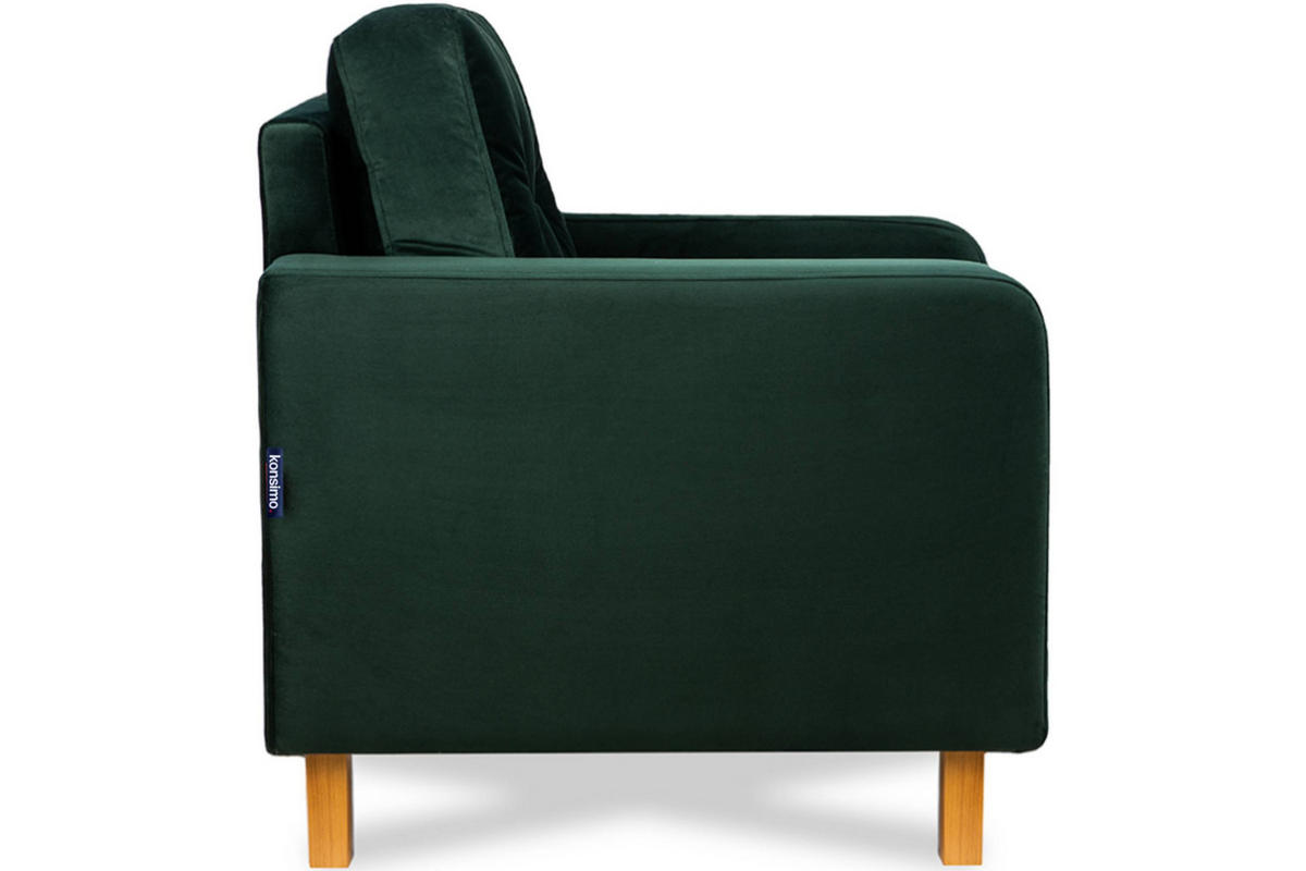 SESSEL ERISO mit Armlehnen und angenehmer Stoff zum Anfassen, Velour-Stoff, dunkelgrün - Dunkelgrün/Braun, Textil (80/75/75cm) - KONSIMO®
