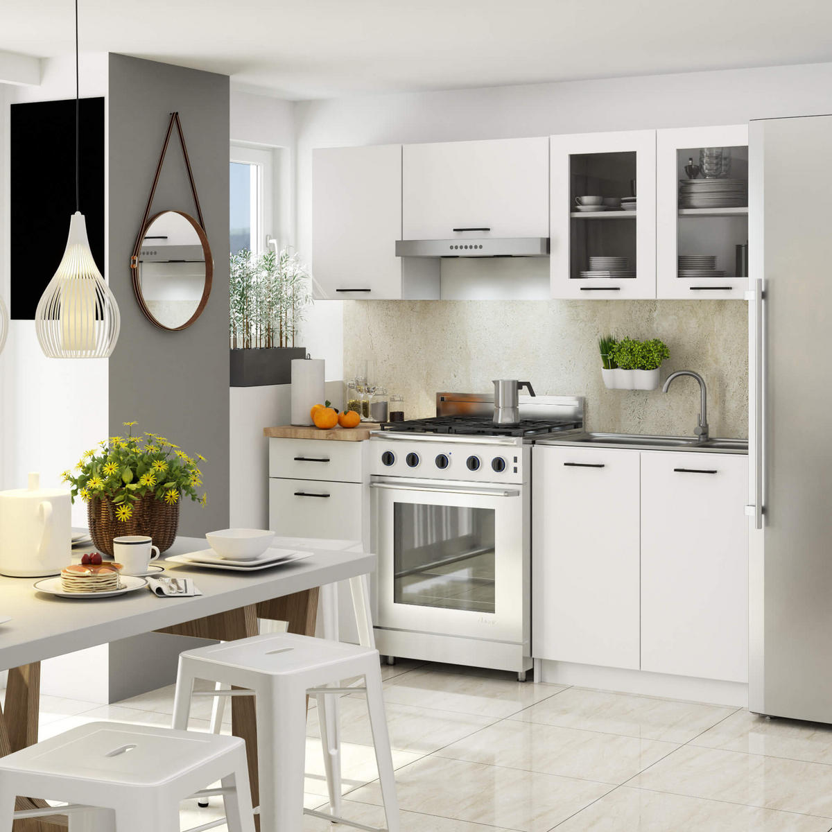 HÄNGESCHRANK Weiß 58/80/30,5 - Weiß, Holzwerkstoff (80/58/46172cm) - RAUMHIRSCH FURNITURE