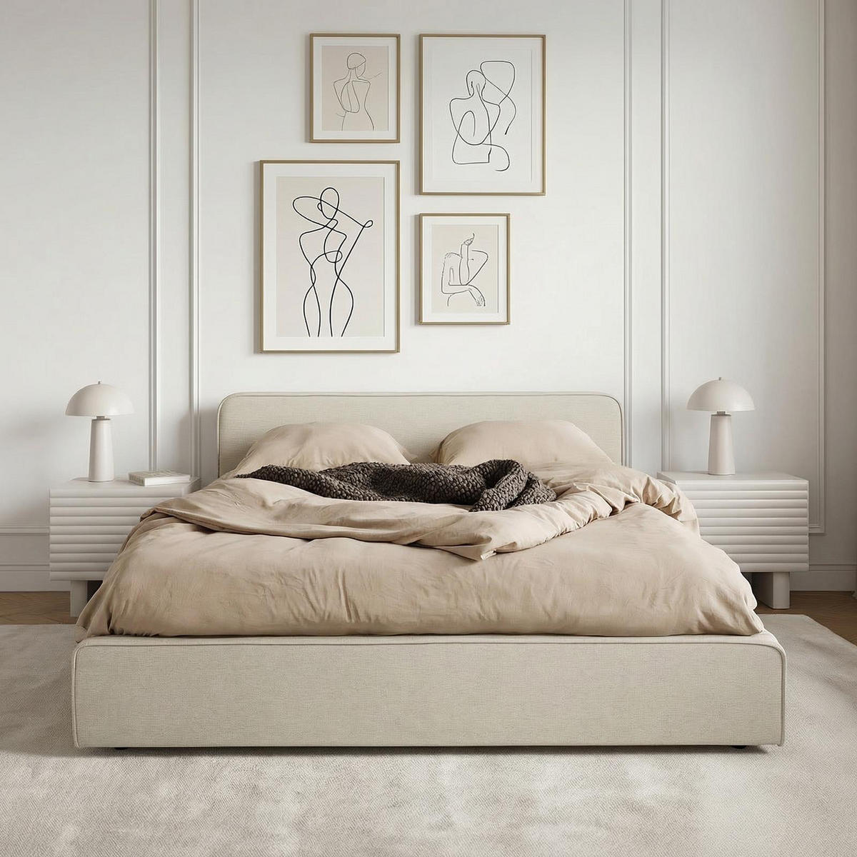 POLSTERBETT MARINI 140x200 cm beige - Beige, Textil (140/200cm) - IDIMEX
