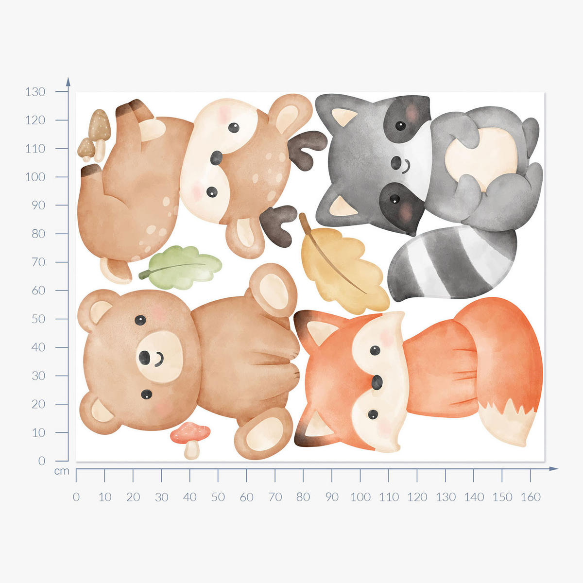 WANDAUFKLEBER 130x165cm - Waldtiere - Multicolor, Kunststoff (130/165/0.1cm) - Wallfluent