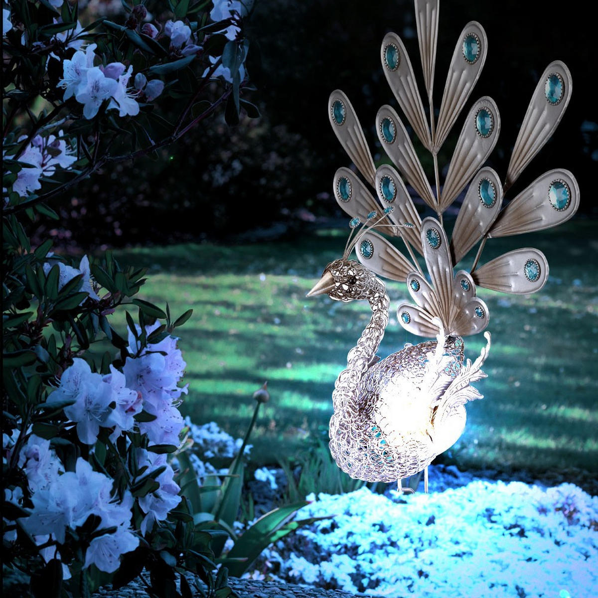 LED AUSSENLEUCHTE Solar Silber - Silberfarben, Metall (38/21.3/56.8cm) - Globo Lighting