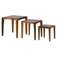 BEISTELLTISCH 3er-Set Sheesham 50x50 / 40x40 / 31,5 x34 dunkelbraun lackiert ANCONA #251 - Dunkelbraun, Holz (50/50/50cm) - Massivmoebel24