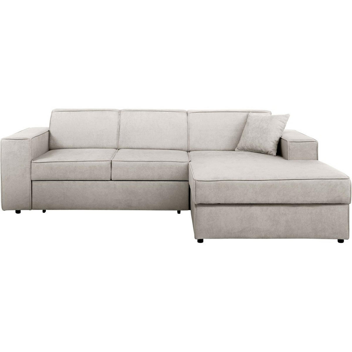 ECKSCHLAFSOFA mit Schlaffunktion Pedro L beige rechts - Beige/Schwarz, Kunststoff/Textil (267/160cm) - Beautysofa