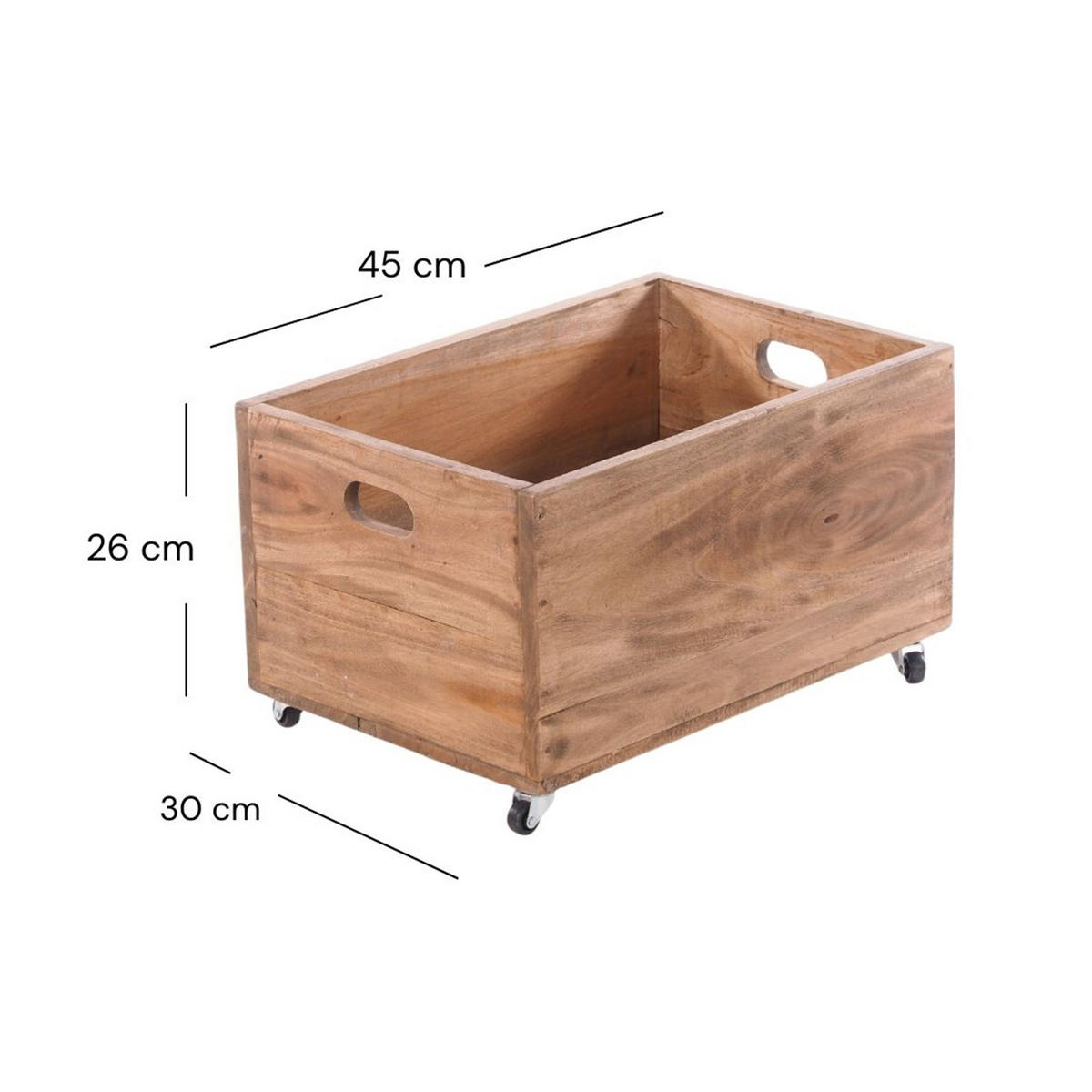 HOLZKISTE BOX Recyclingholz massiv, mit Rollen 01 natur-vintage - Naturfarben, Holz (45/26/30cm) - DESIGN DELIGHTS