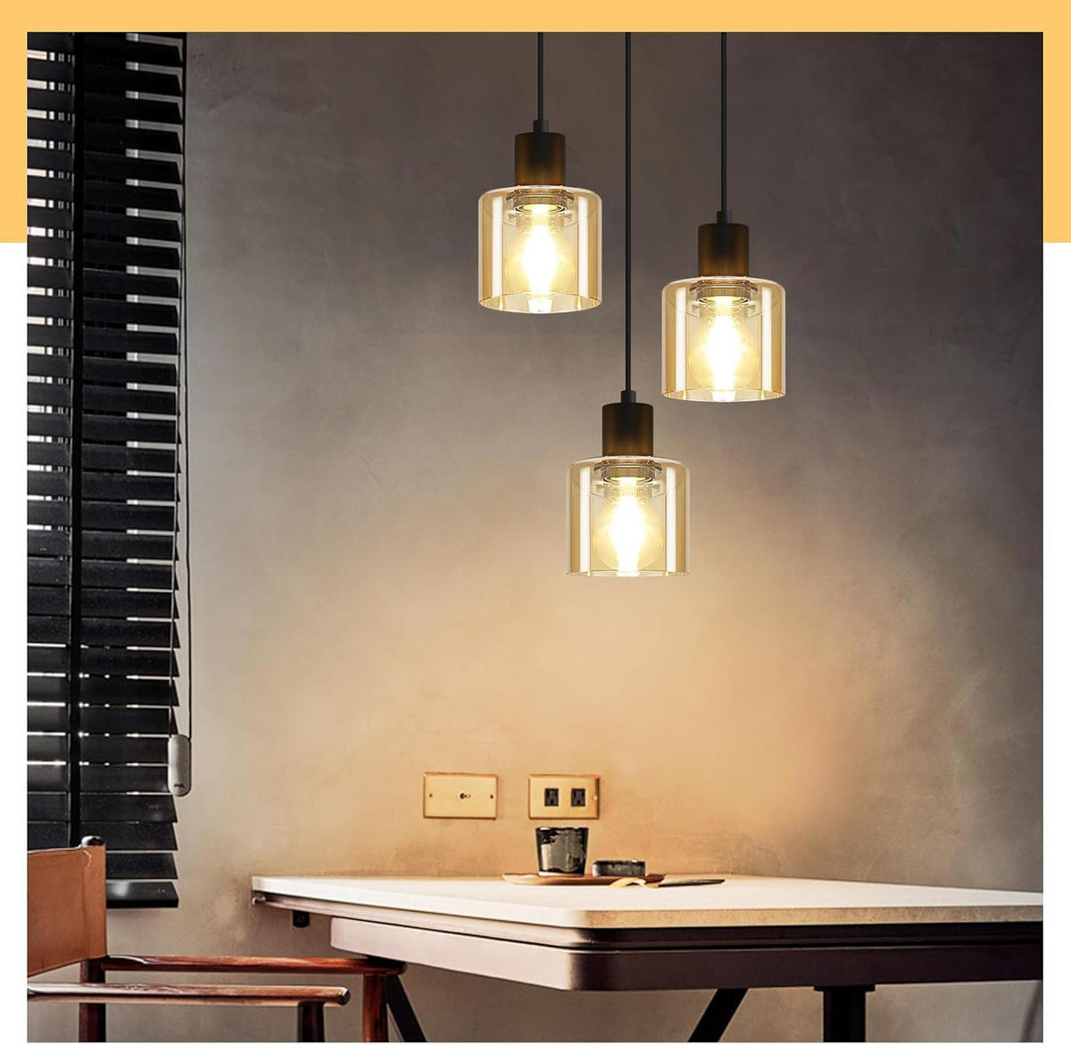 PENDELLEUCHTE Henry 21/11/170 cm - Bernsteinfarben, Metall (21/11/170cm) - ZMH