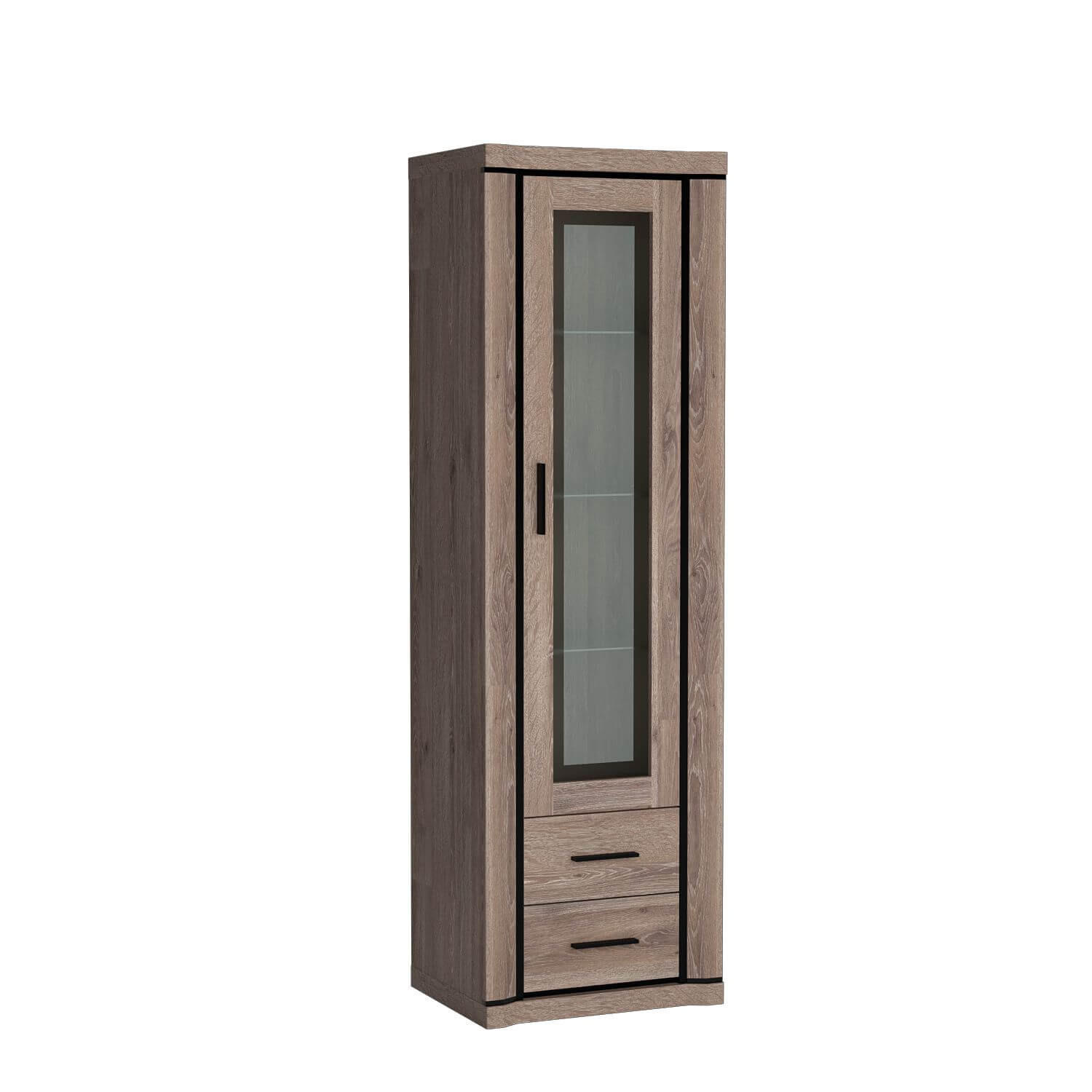 VITRINE Dallas D-16 58 x 192 x 45 cm Trüffeleiche - Trüffeleichefarben, Glas/Holzwerkstoff (58/192/45cm)