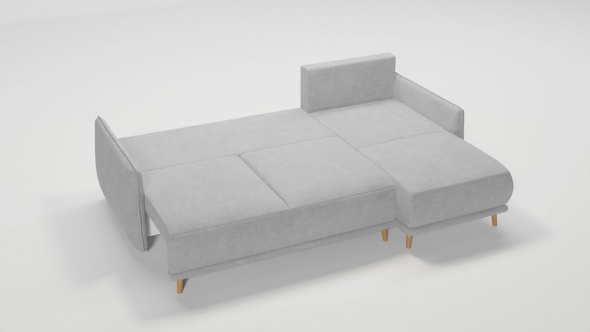ECKSOFA Chroma Silber Luxusmicrofaser - Silberfarben/Braun, Holz/Textil (238/170cm) - S-Style Möbel