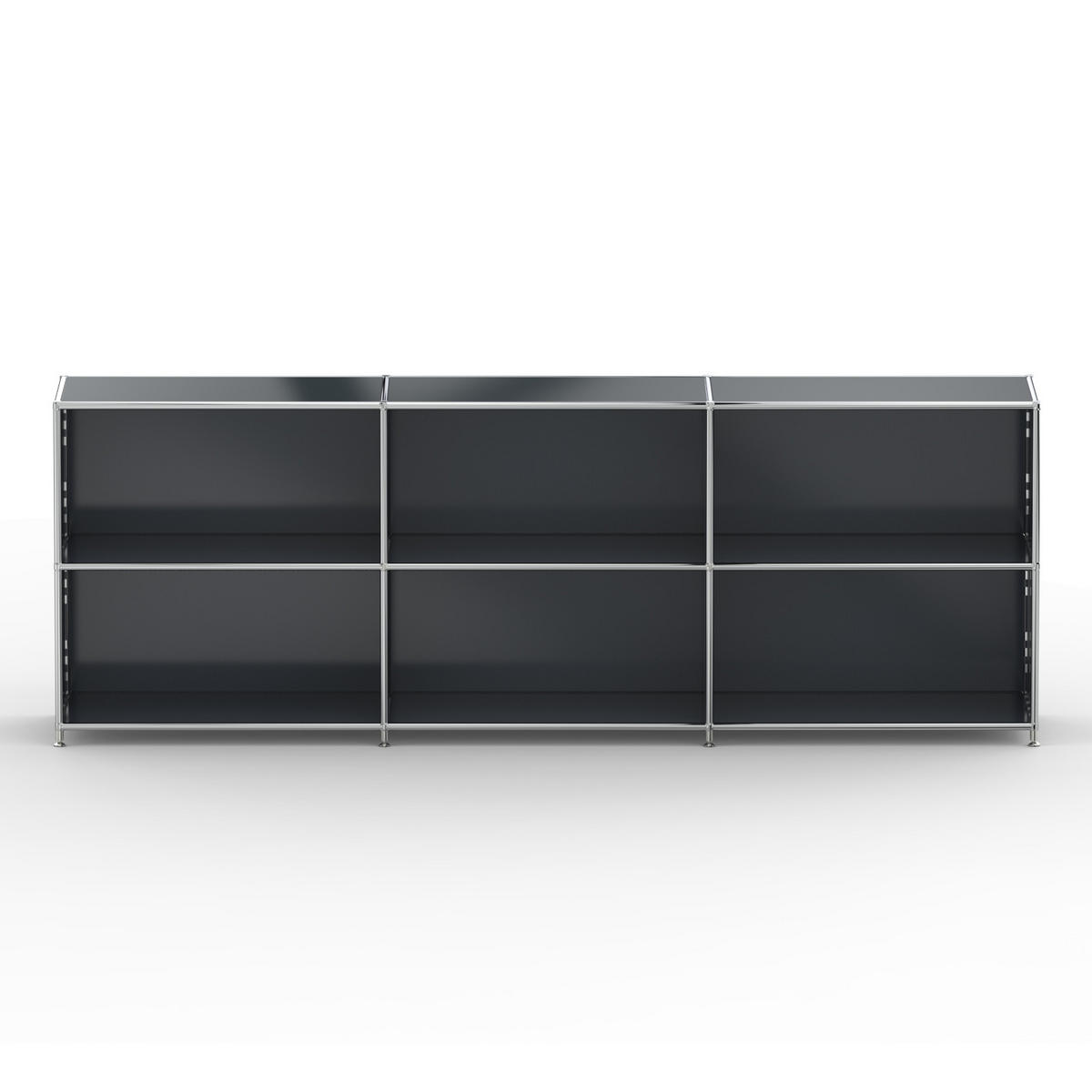 AKTENSCHRANK Büro, 6 offene Fächer, Breite 227 cm, Anthrazitgrau - Chromfarben/Grau, Metall (40/80.5/227.2cm) - Versee