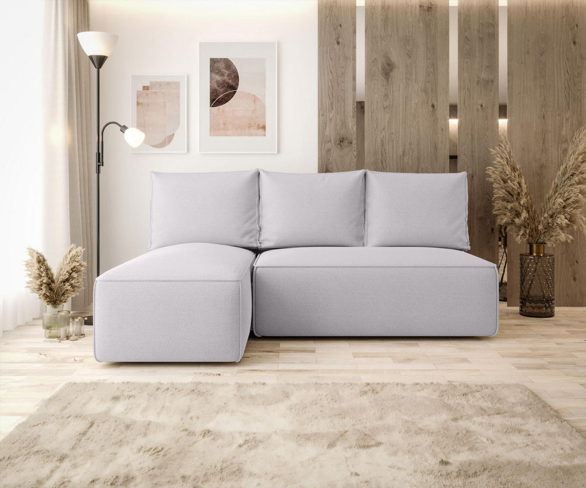 ECKSOFA mit Schlaffunktion SAVIO MINI Curio 80 Links - Hellgrau, Textil (200/140cm) - Bedante