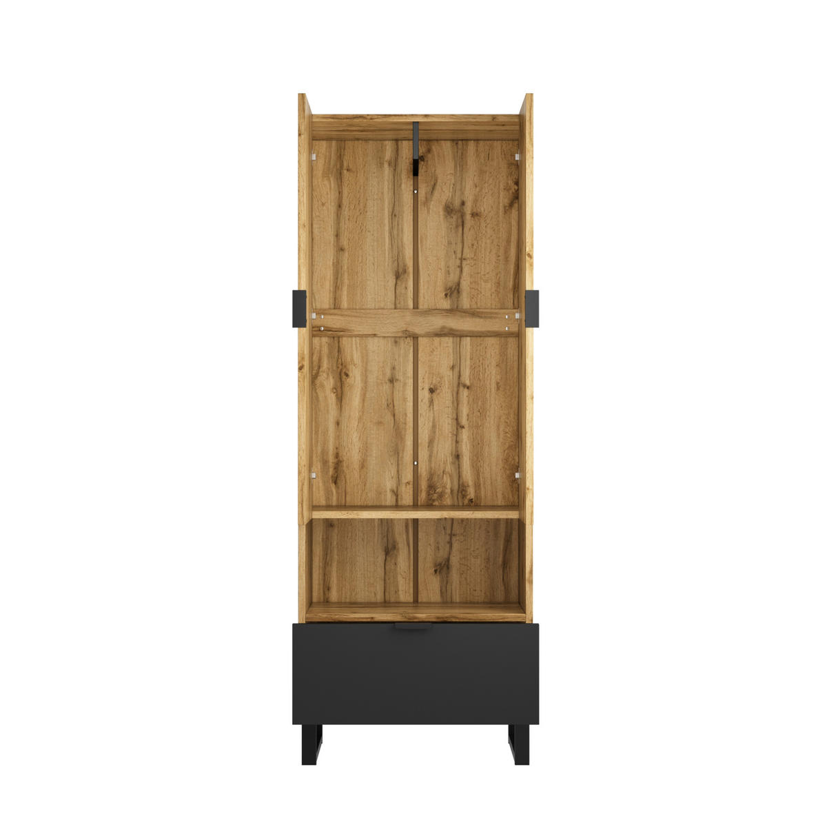 GARDEROBENSCHRANK 65/38/180 cm aus Spanplatte mit Kleiderstange und Schublade Natur/Schwarz - Naturfarben, Holzwerkstoff (38/65/180cm) - Modenvie
