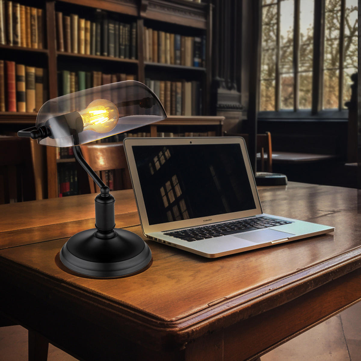 LED TISCHLEUCHTE Antique Schwarz Glas Rauch - Schwarz, Glas (25/18/32cm) - Globo Lighting